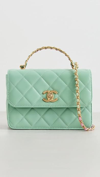 Chanel What Goes Around Comes Around - Pre-owned Green Lambskin Logo Handbag for Women