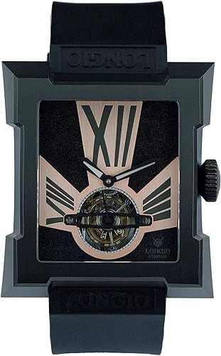 LONGIO Asmara Tourbillon Men's Watch, Titanium DLC Black Case, Rose Gold Dial, Sapphire Crystal, Luxury Tourbillon Watch