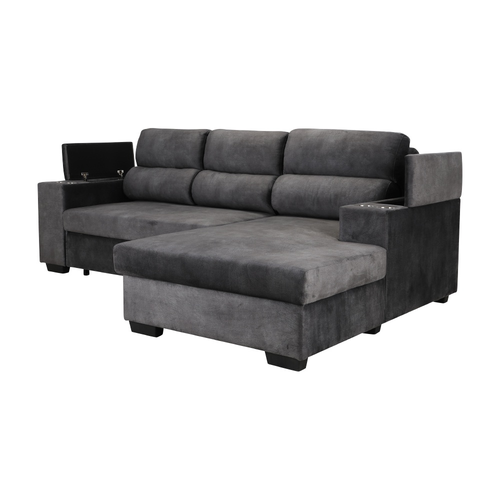 INDEX LIVING MALL โซฟาเบดผ้า L-shape ด้านซ้าย รุ่นโดมินิค - สีเทา