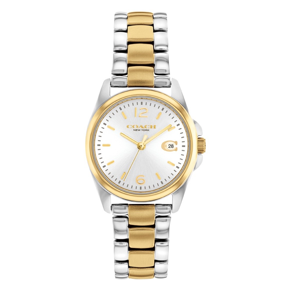 COACH Greyson รุ่น CO14503909 นาฬิกาข้อมือผู้หญิง สายสแตนเลส สีเงิน/ทอง หน้าปัด 28 มม.