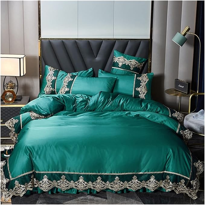 Double Sided Ice Silk Bed Comforter Sets Bedding Four Piece Set Summer Naked Sleeping Real Silk Princess Style Bedd (B 1.5M) (B 2M)