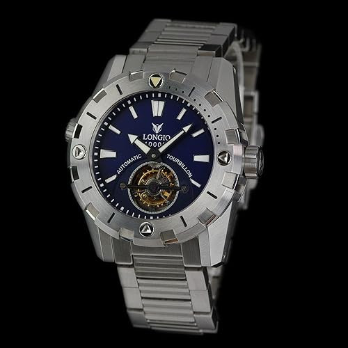 LONGIO Telamon Tourbillon Watch – 1000m Automatic Diving Watch for Men, 47mm Stainless Steel, Helium Escape Valve, Extended Clasp, Luxury Collector's Timepiece