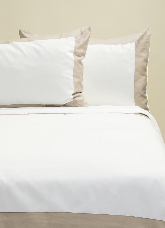FRETTE BOLD four-piece cotton set with enlarged double bed color matching edges-milky white/beige