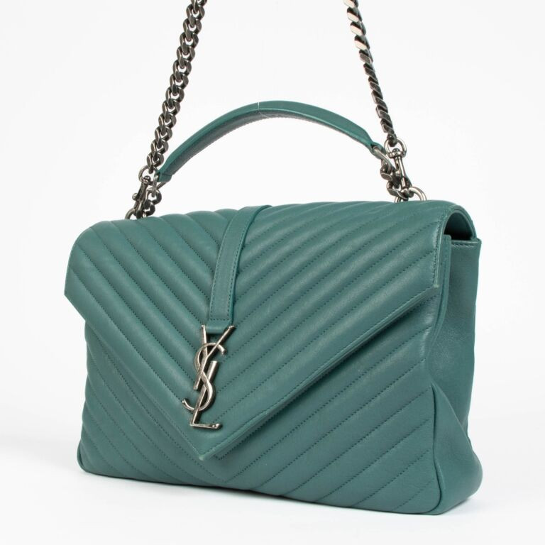 Saint Laurent Green Leather Large College Bag