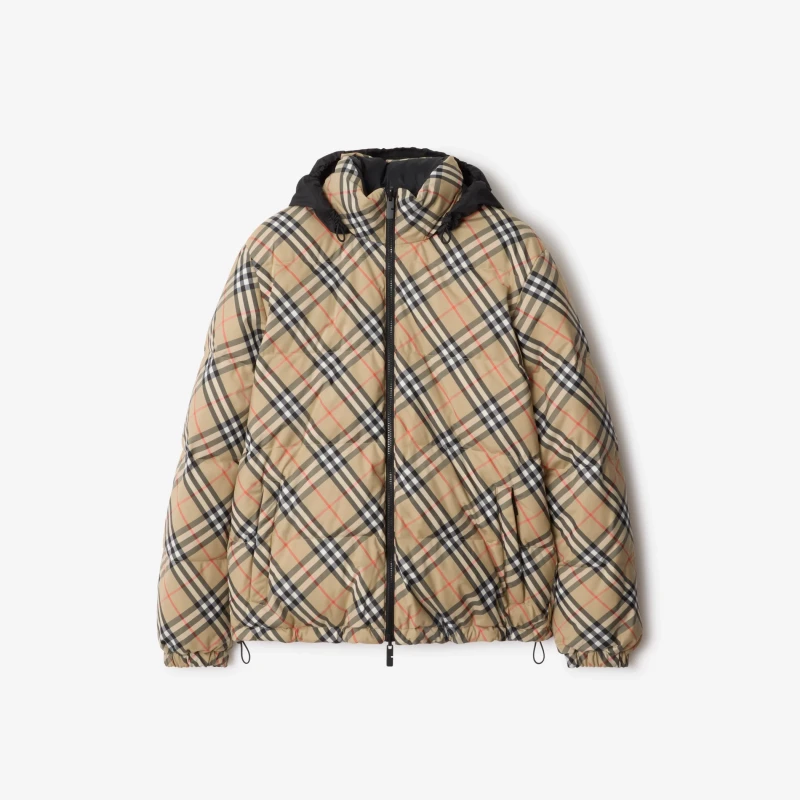 Reversible plaid Snowdon down jacket