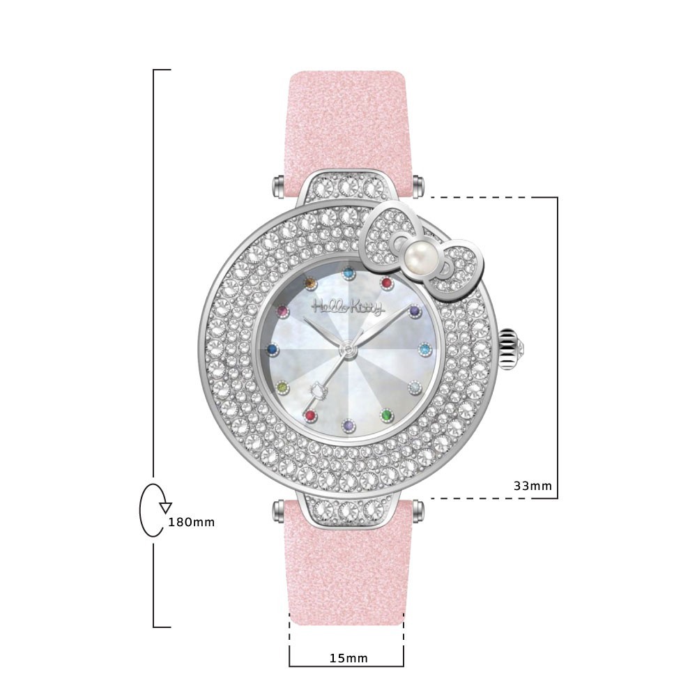 Hello Kitty นาฬิกาข้อมือผู้หญิง รุ่น HK18075B แบรนด์แท้ SANRIO สายหนัง กันน้ำ